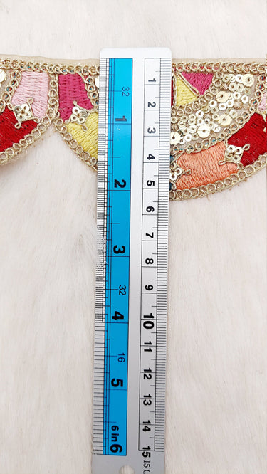 9 Yards Multicoloured Embroidered Trim, Decorative Trim, Indian Sari Border Sequin Trimming